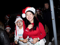 People wearing Santa Claus costumes participate in the annual Santa Run in Athens, Greece, on December 14, 2024. (