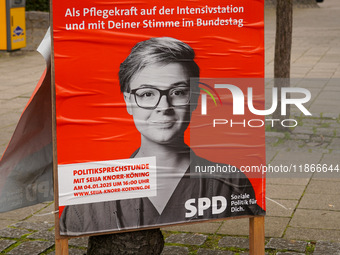  A political campaign poster for the SPD (Social Democratic Party of Germany) is displayed in Munich, Germany, on December 14, 2024. (