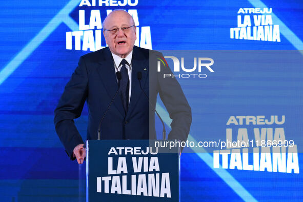 Najib Mikati, Prime Minister of Lebanon, participates in the Atreju event, the Brothers of Italy party, at the Circus Maximus in Rome, Italy...