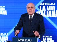 Najib Mikati, Prime Minister of Lebanon, participates in the Atreju event, the Brothers of Italy party, at the Circus Maximus in Rome, Italy...