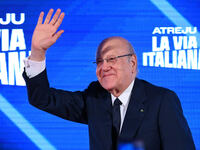 Najib Mikati, Prime Minister of Lebanon, participates in the Atreju event, the Brothers of Italy party, at the Circus Maximus in Rome, Italy...