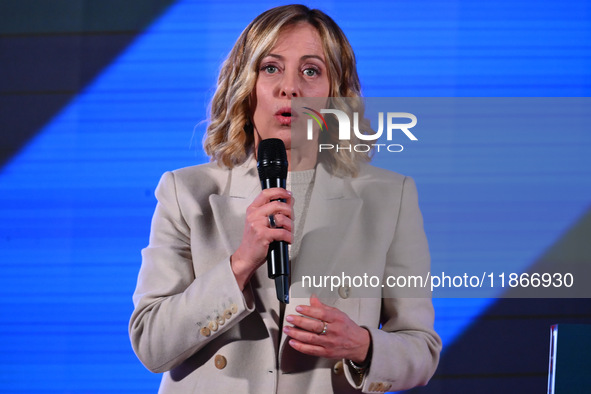 Giorgia Meloni, President of the Council of Ministers of the Italian Republic, introduces Najib Mikati, Prime Minister of Lebanon, who parti...