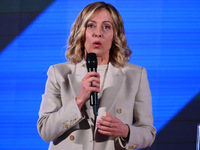 Giorgia Meloni, President of the Council of Ministers of the Italian Republic, introduces Najib Mikati, Prime Minister of Lebanon, who parti...