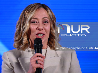 Giorgia Meloni, President of the Council of Ministers of the Italian Republic, introduces Najib Mikati, Prime Minister of Lebanon, who parti...