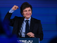 Javier Milei, President of Argentina, participates in the Atreju event, the Brothers of Italy party, at the Circus Maximus in Rome, Italy, o...