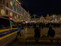 Enhanced security at the Christmas market in Augsburg, Bavaria, Germany, ensures a safe and festive atmosphere on December 14, 2024. The Chr...