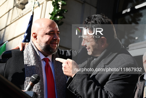 Mayor Andre Sayegh of Paterson, New Jersey, and Mayor Mohamed Khairullah of Prospect Park, New Jersey, host the Syrian Flag Raising Ceremony...