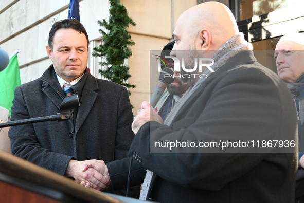 Mayor Andre Sayegh of Paterson, New Jersey, and Mayor Mohamed Khairullah of Prospect Park, New Jersey, host the Syrian Flag Raising Ceremony...