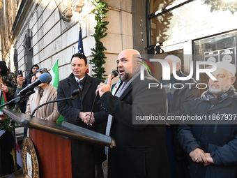 Mayor Andre Sayegh of Paterson, New Jersey, and Mayor Mohamed Khairullah of Prospect Park, New Jersey, host the Syrian Flag Raising Ceremony...