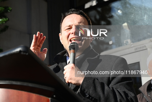 Mayor of Paterson, New Jersey, Andre Sayegh, and Mayor Mohamed Khairullah of Prospect Park, New Jersey, host the Syrian Flag Raising Ceremon...