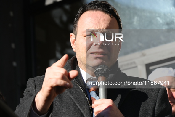 Mayor of Paterson, New Jersey, Andre Sayegh, and Mayor Mohamed Khairullah of Prospect Park, New Jersey, host the Syrian Flag Raising Ceremon...