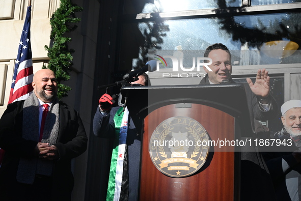 Mayor Andre Sayegh of Paterson, New Jersey, and Mayor Mohamed Khairullah of Prospect Park, New Jersey, host the Syrian Flag Raising Ceremony...