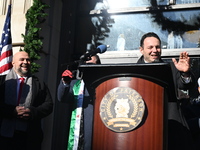 Mayor Andre Sayegh of Paterson, New Jersey, and Mayor Mohamed Khairullah of Prospect Park, New Jersey, host the Syrian Flag Raising Ceremony...