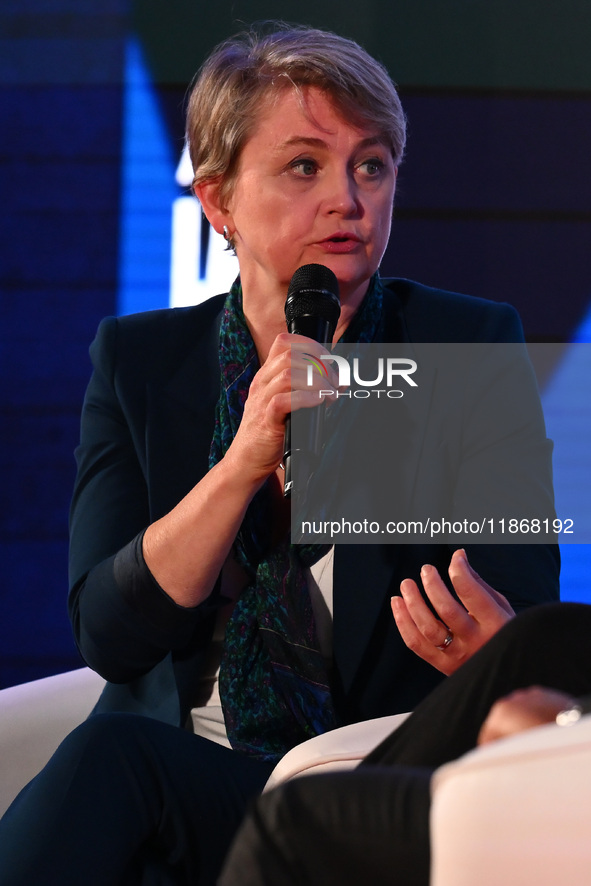 Yvette Cooper, UK Minister of the Interior, participates in the Atreju event, the Brothers of Italy party, at the Circus Maximus in Rome, It...