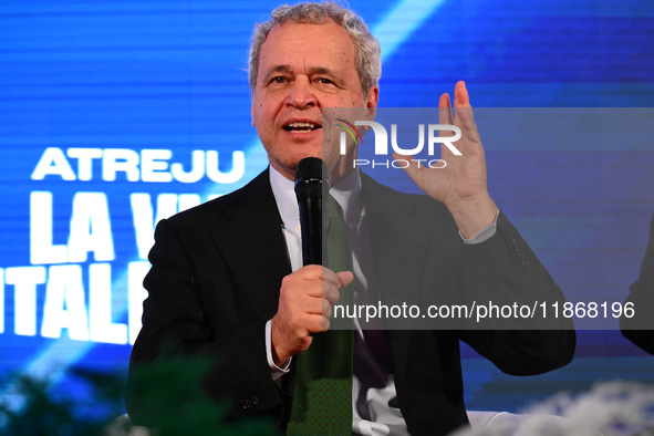 Enrico Mentana, Director of TG LA7, participates in the Atreju event, the Brothers of Italy party, at the Circus Maximus in Rome, Italy, on...