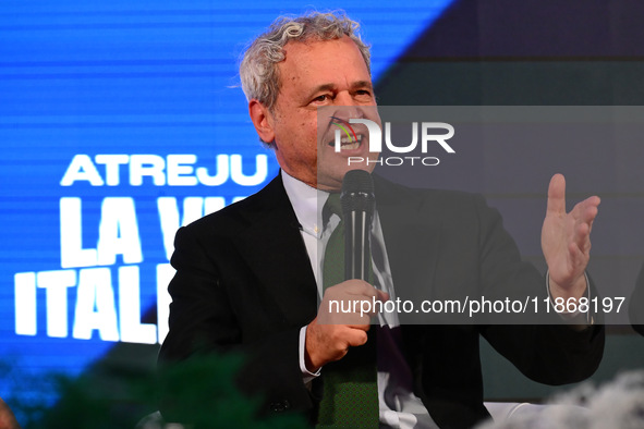 Enrico Mentana, Director of TG LA7, participates in the Atreju event, the Brothers of Italy party, at the Circus Maximus in Rome, Italy, on...