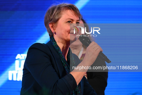 Yvette Cooper, UK Minister of the Interior, participates in the Atreju event, the Brothers of Italy party, at the Circus Maximus in Rome, It...