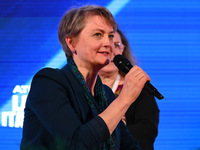 Yvette Cooper, UK Minister of the Interior, participates in the Atreju event, the Brothers of Italy party, at the Circus Maximus in Rome, It...