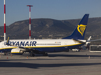 Ryanair Boeing 737-800 aircraft spotted parked at Athens International Airport ATH serving the Greek capital. The Boeing 737 passenger airpl...