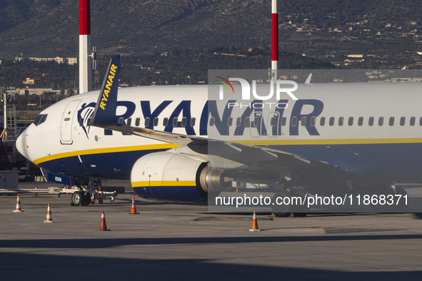 Ryanair Boeing 737-800 aircraft spotted parked at Athens International Airport ATH serving the Greek capital. The Boeing 737 passenger airpl...