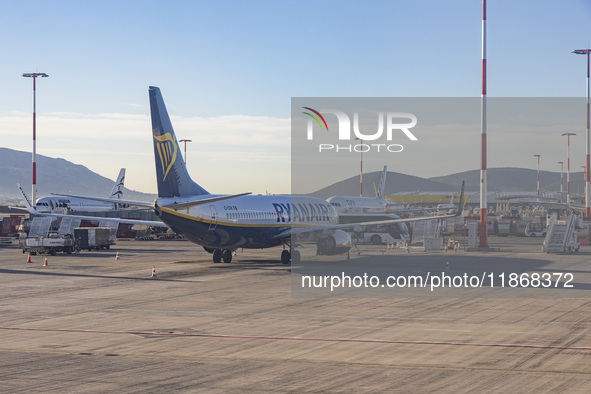 Ryanair Boeing 737-800 aircraft spotted parked at Athens International Airport ATH serving the Greek capital. The Boeing 737 passenger airpl...