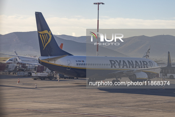 Ryanair Boeing 737-800 aircraft spotted parked at Athens International Airport ATH serving the Greek capital. The Boeing 737 passenger airpl...