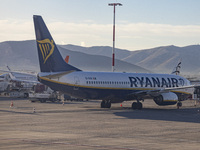 Ryanair Boeing 737-800 aircraft spotted parked at Athens International Airport ATH serving the Greek capital. The Boeing 737 passenger airpl...