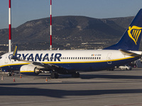 Ryanair Boeing 737-800 aircraft spotted parked at Athens International Airport ATH serving the Greek capital. The Boeing 737 passenger airpl...