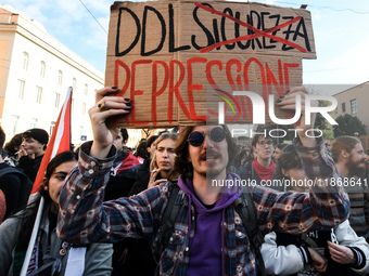 People participate in the national demonstration against the security bill, which involves over 200 groups including students, unions, assoc...