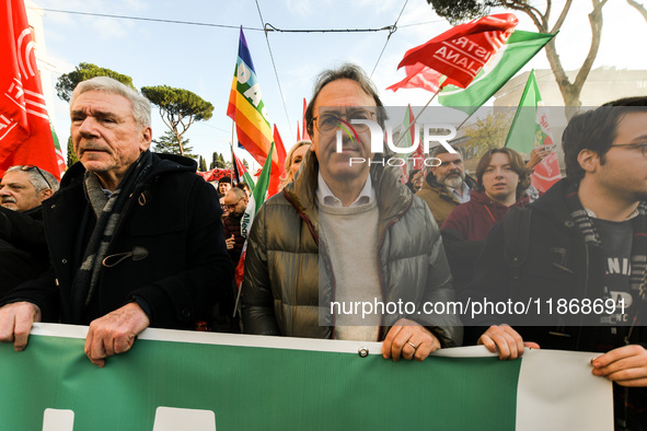 Angelo Bonelli participates in the national demonstration against the security bill, which involves over 200 groups including students, unio...