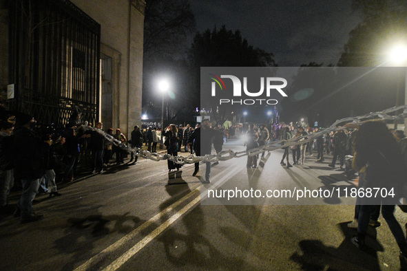 People participate in the national demonstration against the security bill, which involves over 200 groups including students, unions, assoc...