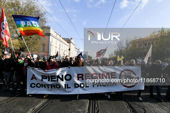 People participate in the national demonstration against the security bill, which involves over 200 groups including students, unions, assoc...