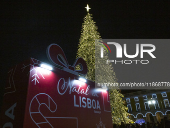 The Christmas lights at Praca do Comercio in Lisbon, Portugal, on December 14, 2024, are officially inaugurated on November 23, continuing t...