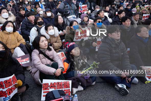 Approximately 2 million citizens gather in Yeouido, Seoul, South Korea, on December 14, 2024, calling for the impeachment of President Yoon...