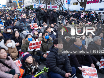 Approximately 2 million citizens gather in Yeouido, Seoul, South Korea, on December 14, 2024, calling for the impeachment of President Yoon...