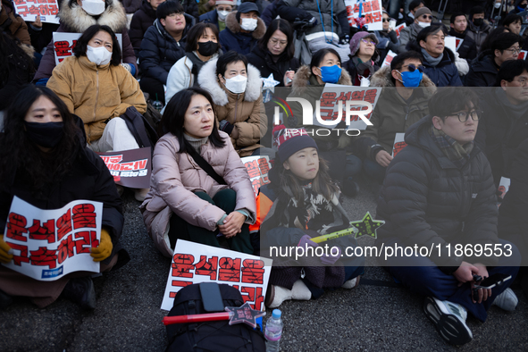 Approximately 2 million citizens gather in Yeouido, Seoul, South Korea, on December 14, 2024, calling for the impeachment of President Yoon...