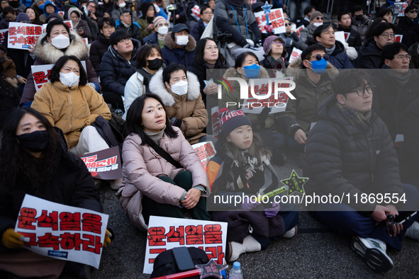 Approximately 2 million citizens gather in Yeouido, Seoul, South Korea, on December 14, 2024, calling for the impeachment of President Yoon...