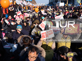 Approximately 2 million citizens gather in Yeouido, Seoul, South Korea, on December 14, 2024, calling for the impeachment of President Yoon...