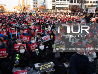 Approximately 2 million citizens gather in Yeouido, Seoul, South Korea, on December 14, 2024, calling for the impeachment of President Yoon...