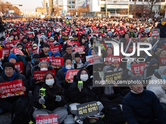 Approximately 2 million citizens gather in Yeouido, Seoul, South Korea, on December 14, 2024, calling for the impeachment of President Yoon...