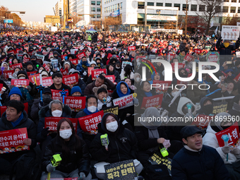 Approximately 2 million citizens gather in Yeouido, Seoul, South Korea, on December 14, 2024, calling for the impeachment of President Yoon...