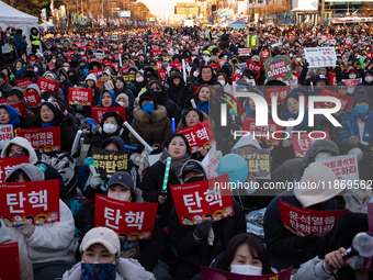 Approximately 2 million citizens gather in Yeouido, Seoul, South Korea, on December 14, 2024, calling for the impeachment of President Yoon...