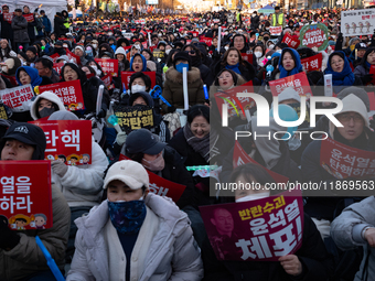 Approximately 2 million citizens gather in Yeouido, Seoul, South Korea, on December 14, 2024, calling for the impeachment of President Yoon...