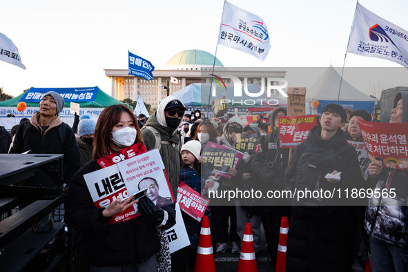 Approximately 2 million citizens gather in Yeouido, Seoul, South Korea, on December 14, 2024, calling for the impeachment of President Yoon...