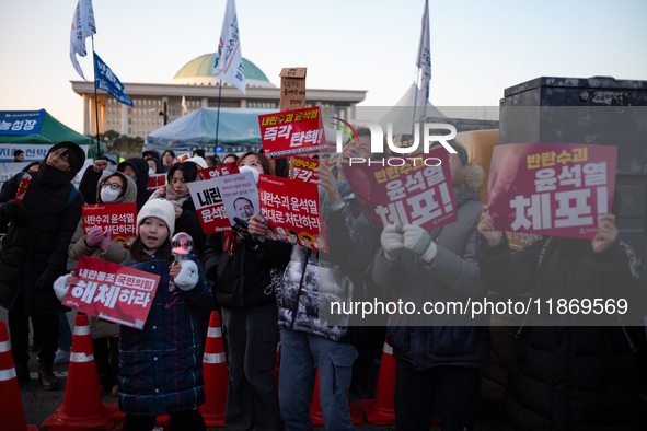 Approximately 2 million citizens gather in Yeouido, Seoul, South Korea, on December 14, 2024, calling for the impeachment of President Yoon...