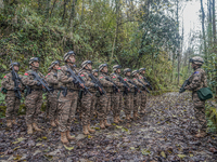 Armed police conduct an anti-terrorism drill in Guiyang, Guizhou province, China, on December 6, 2024. (