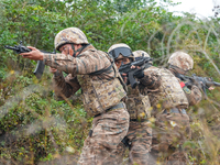 Armed police conduct an anti-terrorism drill in Guiyang, Guizhou province, China, on December 6, 2024. (