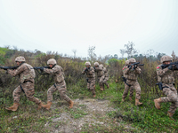 Armed police conduct an anti-terrorism drill in Guiyang, Guizhou province, China, on December 6, 2024. (