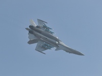 The Navy's J-15T carrier-based aircraft conducts a flight demonstration at the 2024 China Air Show in Zhuhai, Guangdong Province, China, on...