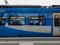 An Arverio train is at Augsburg Central Station in Bavaria, Germany, on December 14, 2024. (